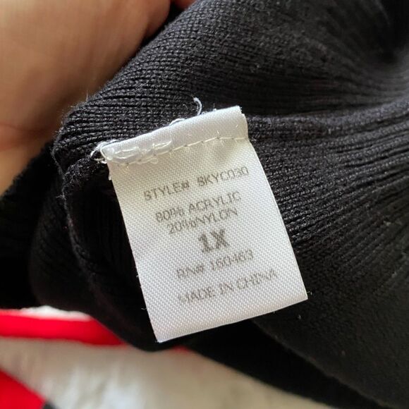 Fashion Nova Sweater Dress Champ New Heavy Long Sleeve Womens Size 1X Black Red - Picture 10 of 10